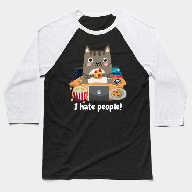 Introvert cat I hate people Baseball T-Shirt by HamilcArt